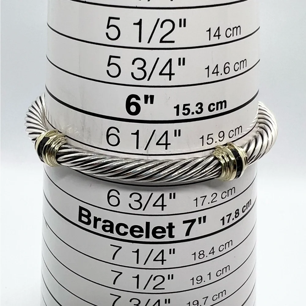 David Yurman 5mm Onyx 14k Gold Double Station Bracelet - Picture 10 of 14